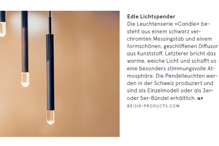 «Edle Lichtspender» schreibt Wohnrevue